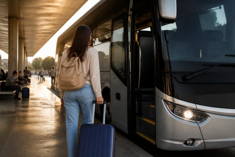 Passageiros embarcando em ônibus rodoviário com destino Campo Grande a partir de Cuiabá